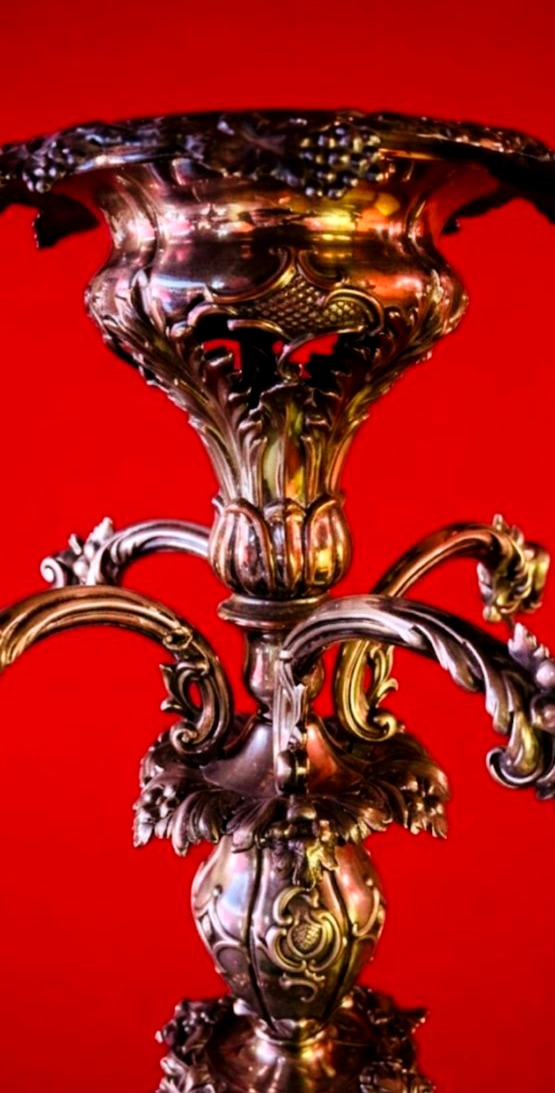 Chandelier en Bronze Argenté -photo-3