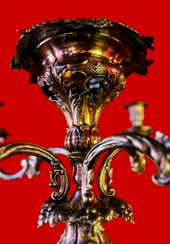 Chandelier en Bronze Argenté -photo-4