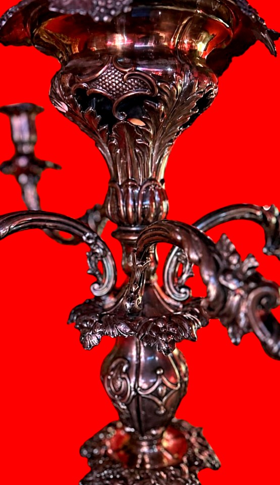 Chandelier en Bronze Argenté -photo-1