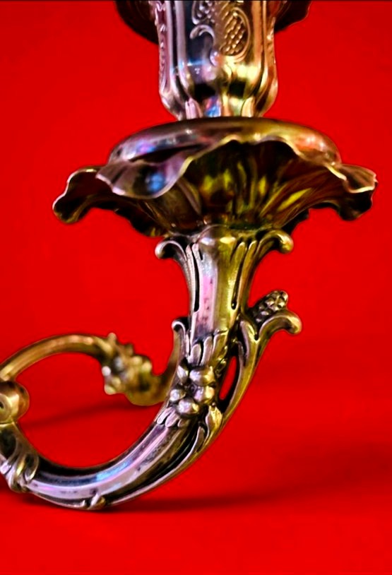 Chandelier en Bronze Argenté -photo-3