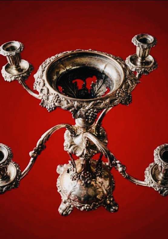 Chandelier en Bronze Argenté -photo-4