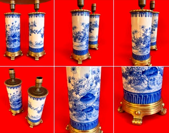 Paire de Lampe en porcelaine -photo-3