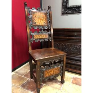 Italian Marquetry Chair 17th Century