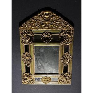Napoleon III Mirror With Closed Pares In Repoussé Copper