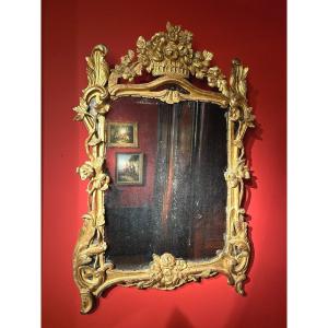 Provençal Mirror In Golden Wood, Louis XV Period In Pare Closes
