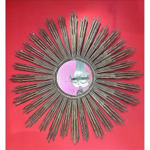 Miroir Soleil en Bois Doré D'époque Napoléon III 