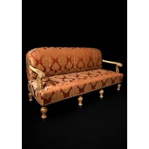 Louis XVI-style Italian Bench In Gilded Wood