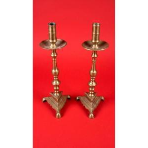 Pair Of 17th-century Bronze Candlesticks