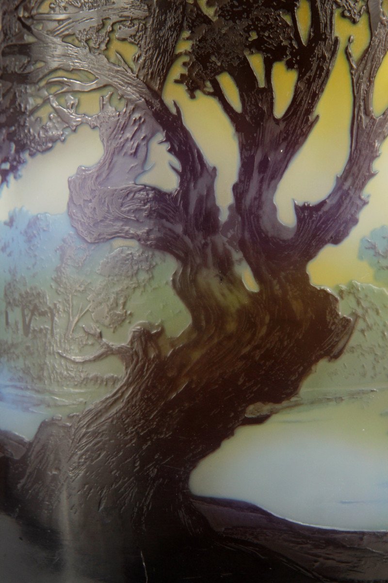 Vase Gallé (paysage lacustre)-photo-2