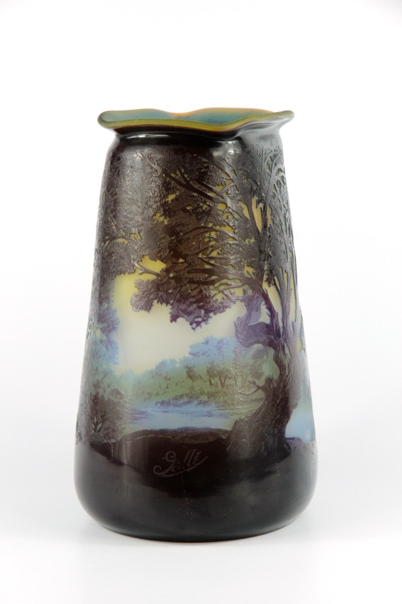 Vase Gallé (paysage lacustre)-photo-2