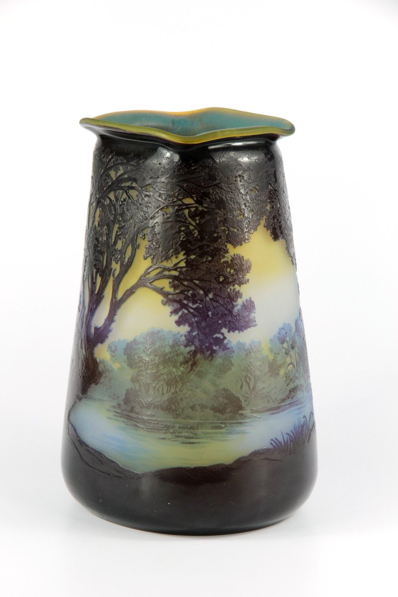 Vase Gallé (paysage lacustre)-photo-3