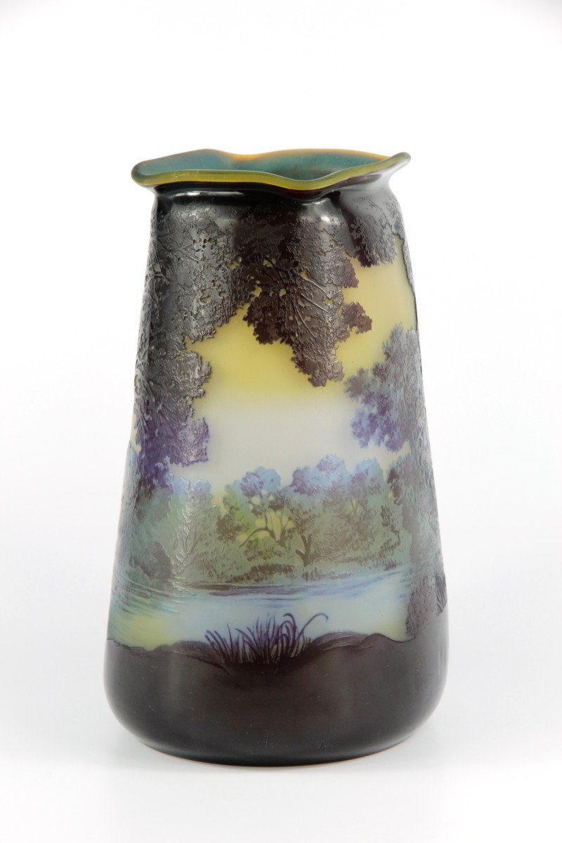 Vase Gallé (paysage lacustre)-photo-4