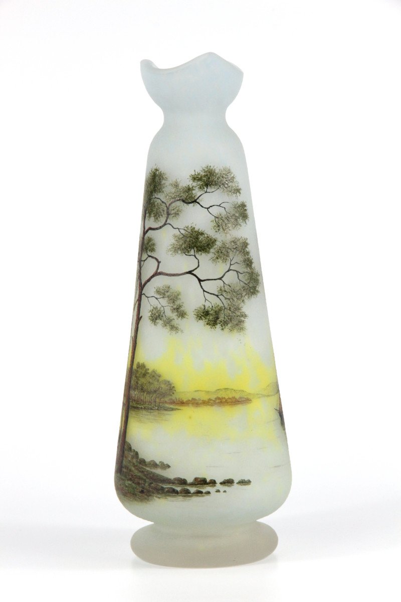 Vase Daum Nancy (paysage Lacustre)-photo-1