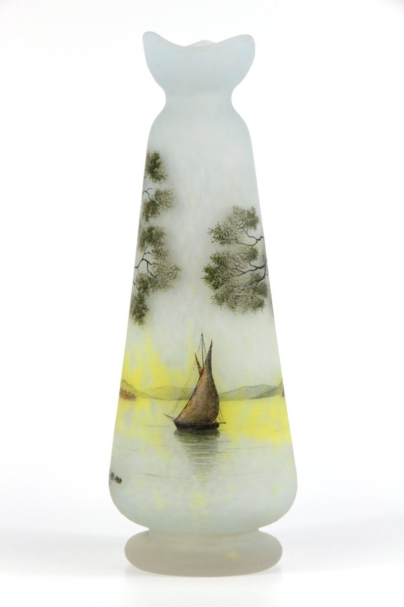 Vase Daum Nancy (paysage Lacustre)-photo-2