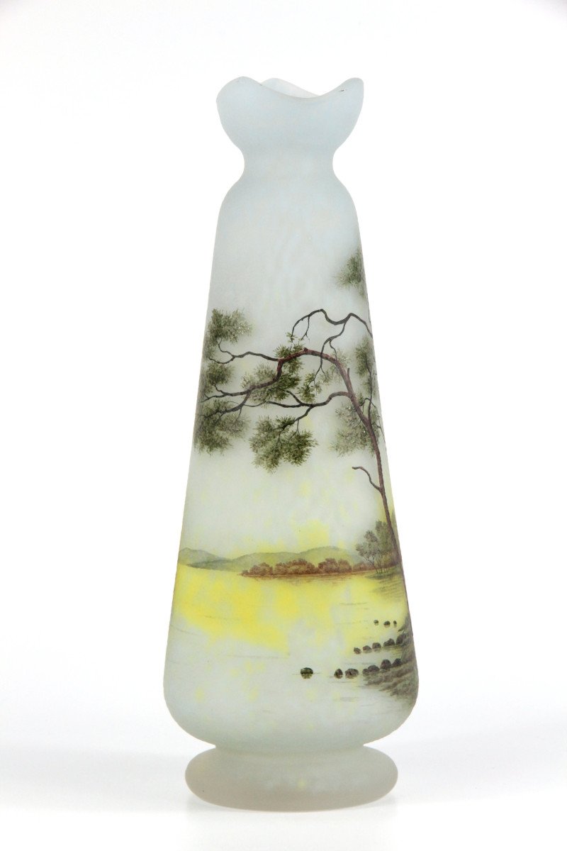 Vase Daum Nancy (paysage Lacustre)-photo-3