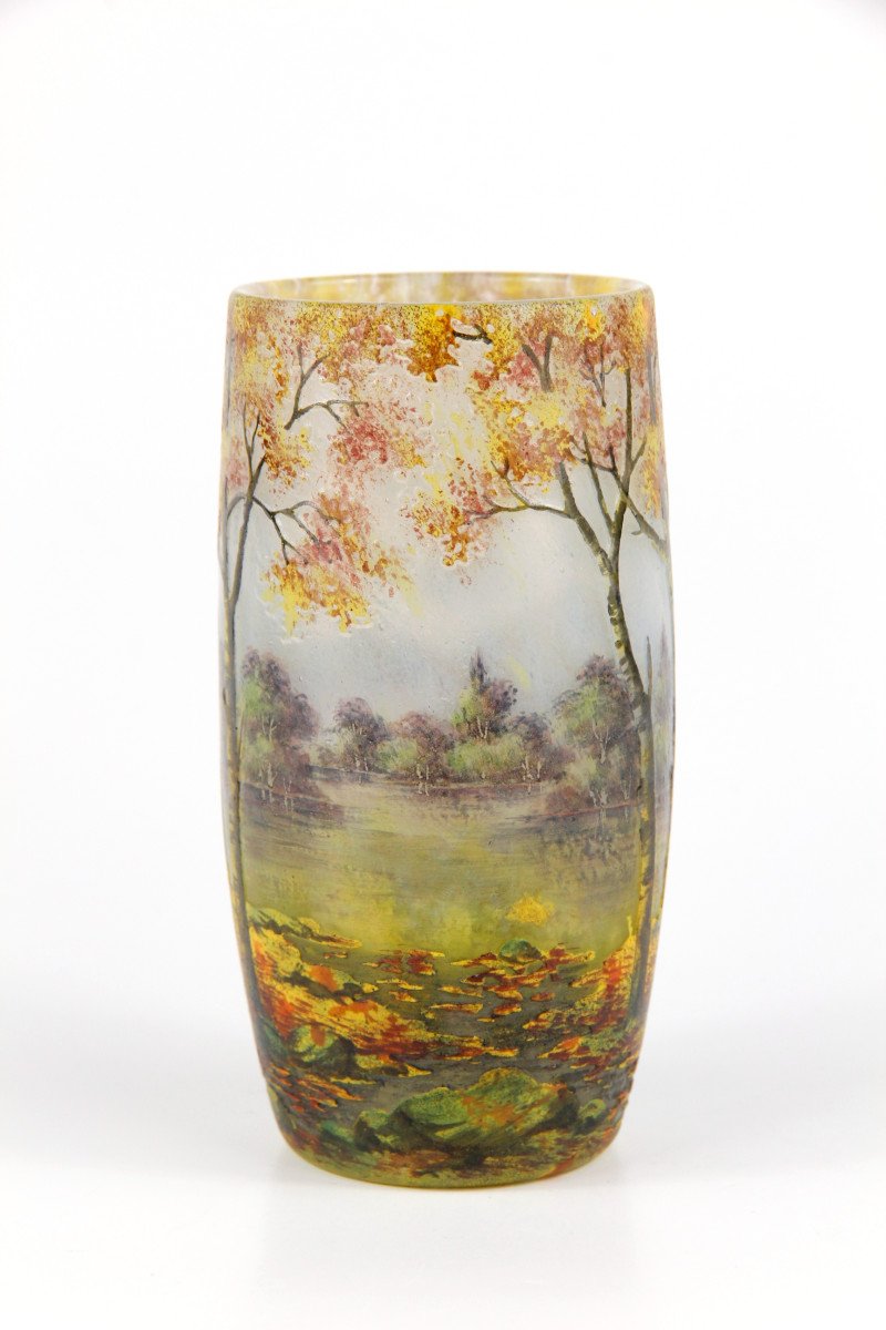 Vase Daum Nancy (paysage d'Automne)-photo-2