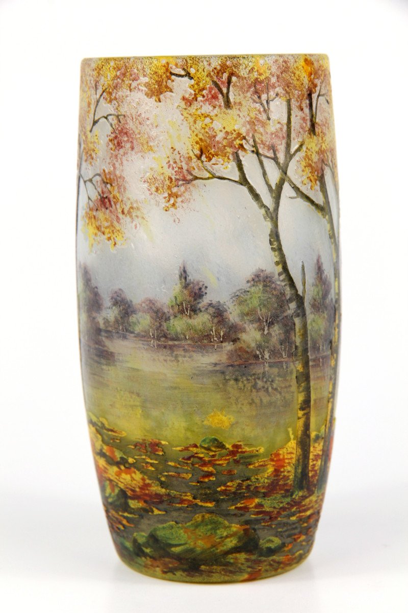 Vase Daum Nancy (paysage d'Automne)-photo-6