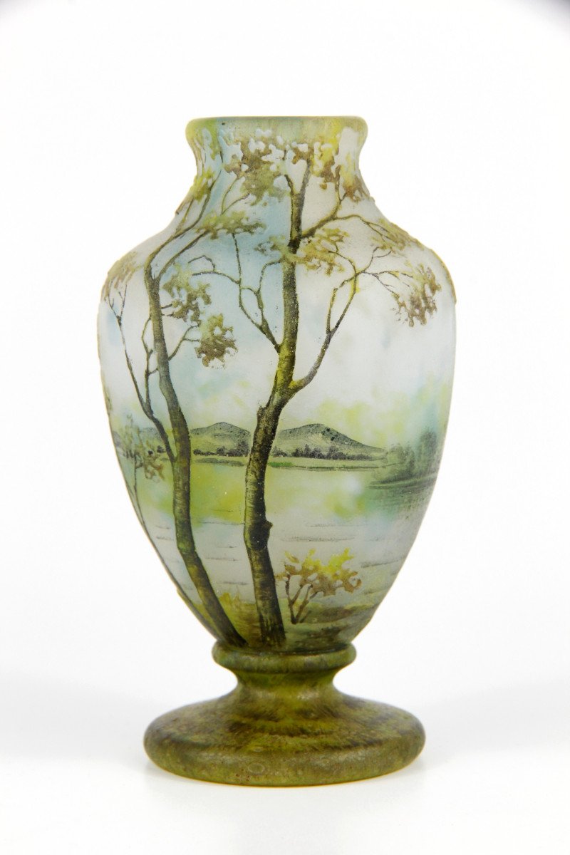 Vase Daum Nancy (paysage lacustre)-photo-5