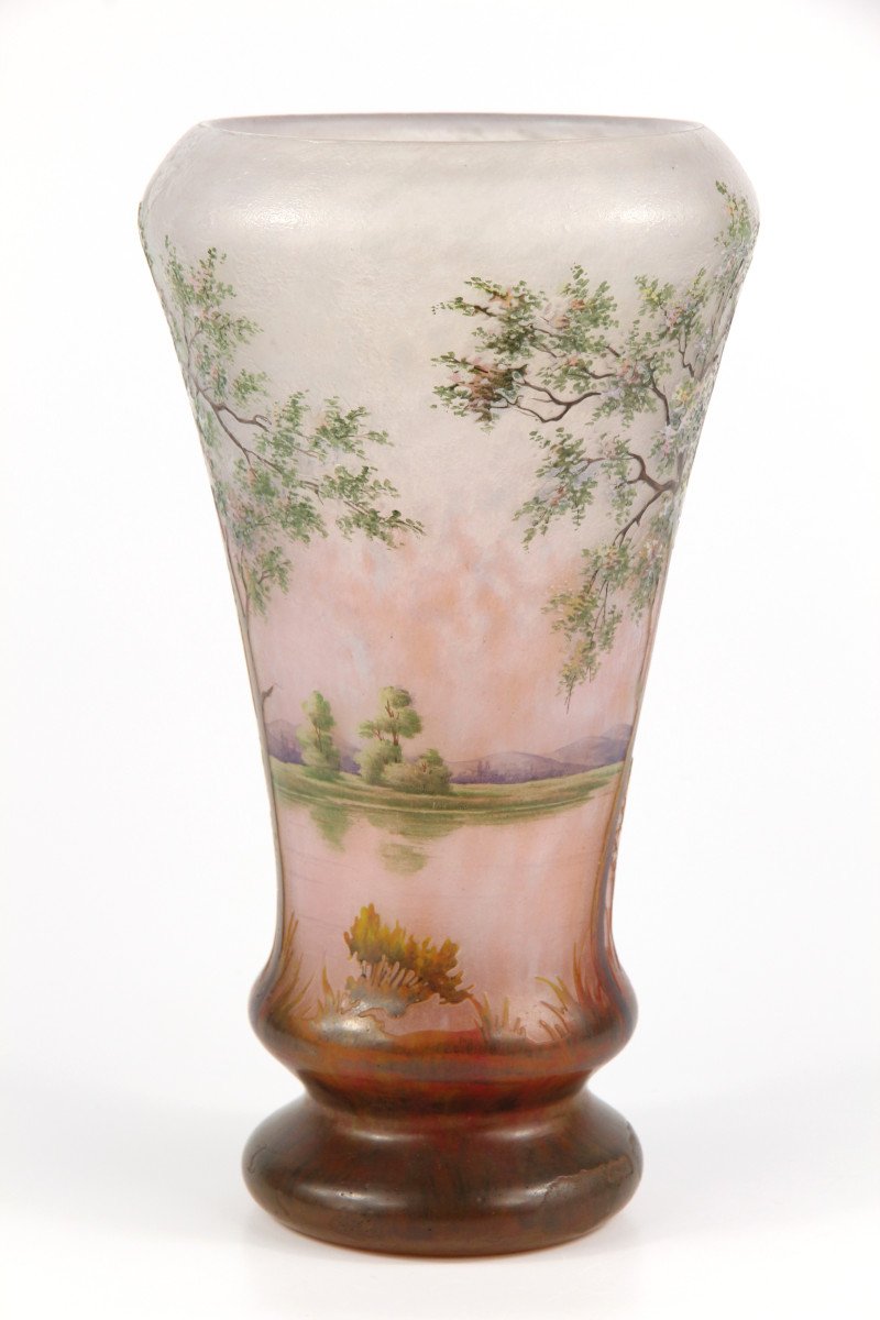 Vase Daum Nancy (paysage de printemps)-photo-1