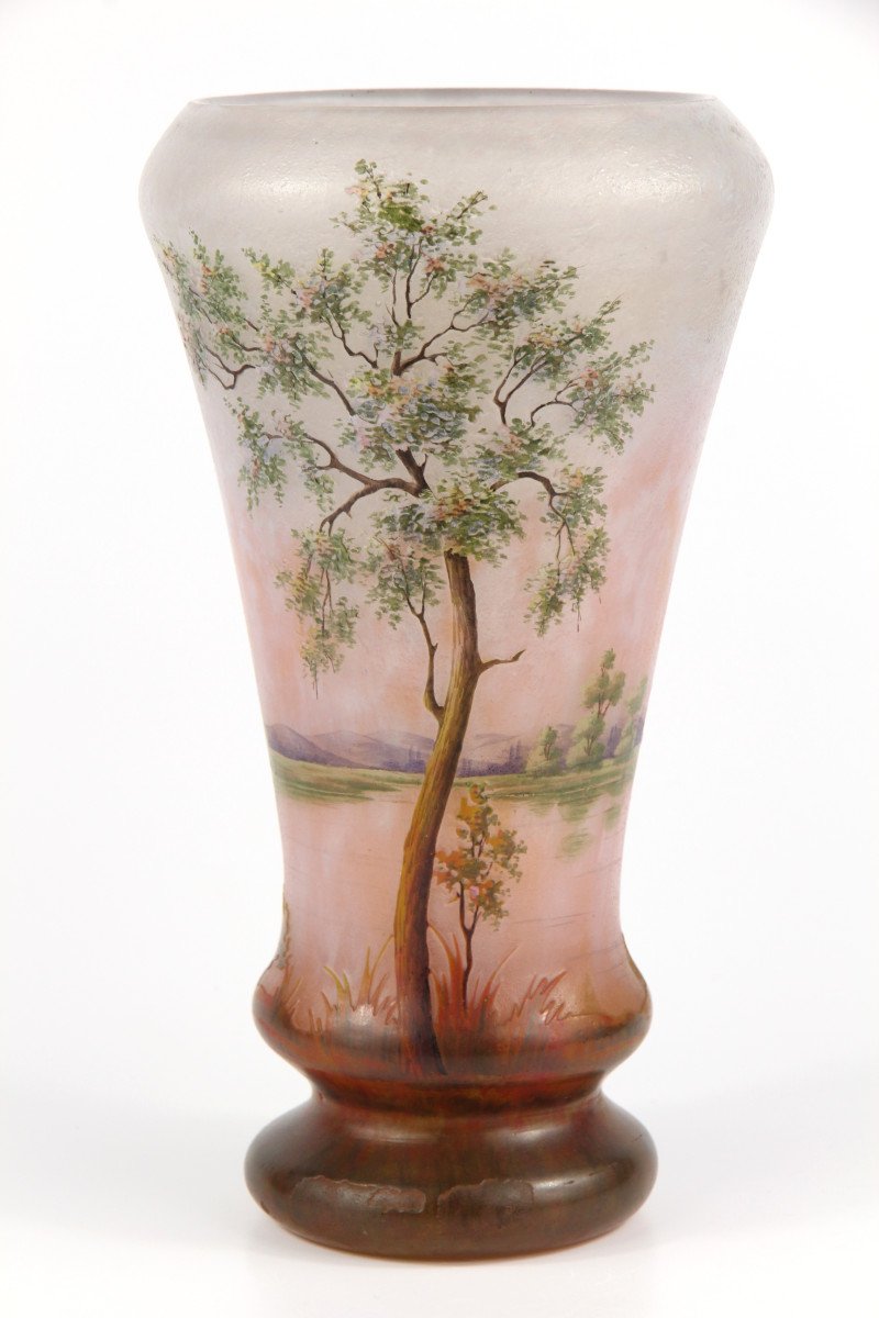 Vase Daum Nancy (paysage de printemps)-photo-2