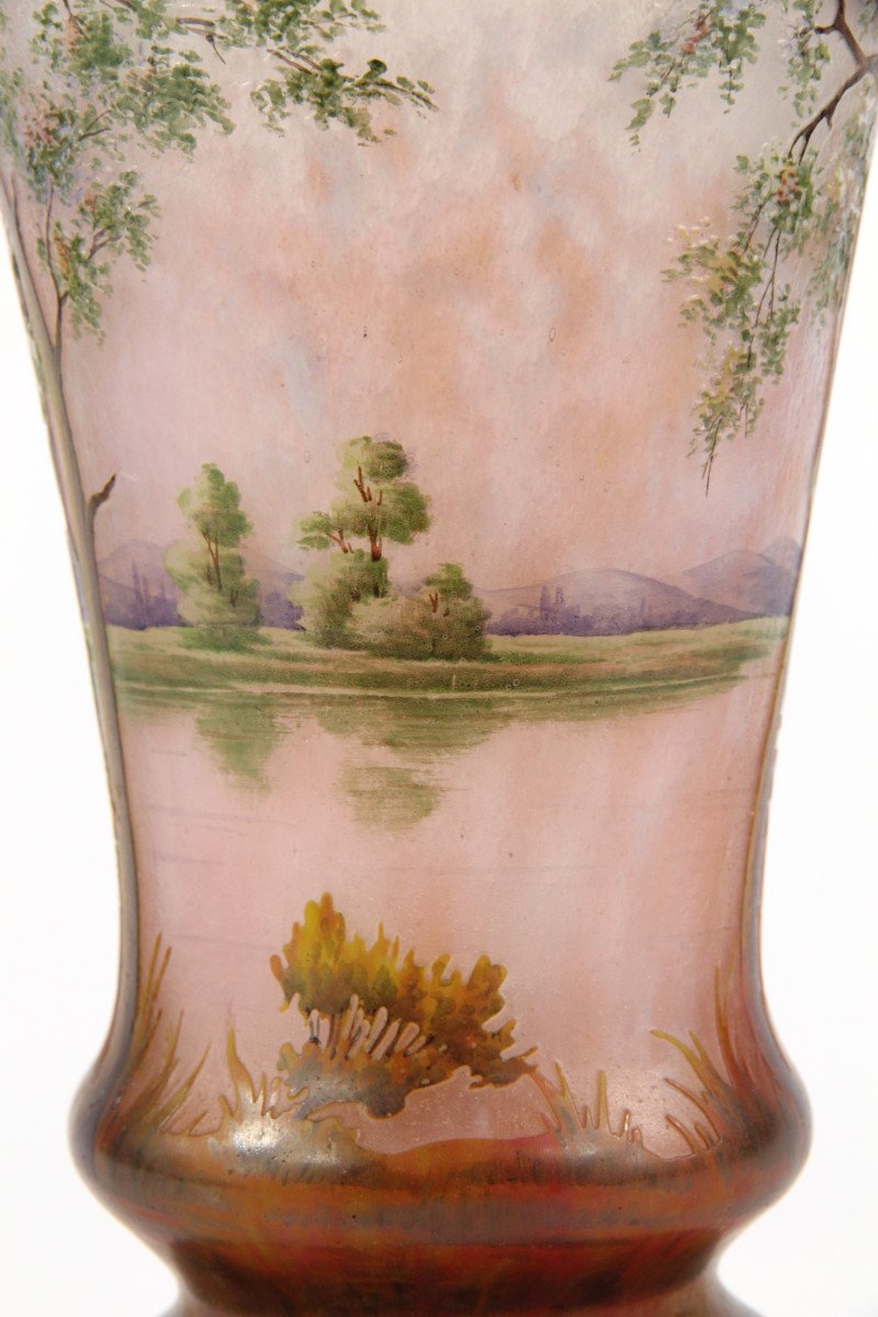 Vase Daum Nancy (paysage de printemps)-photo-4