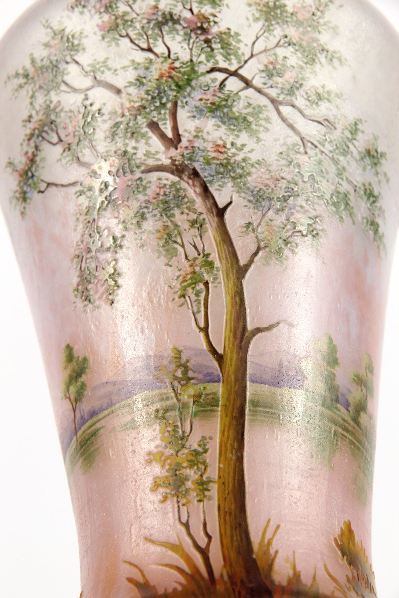 Vase Daum Nancy (paysage de printemps)-photo-7