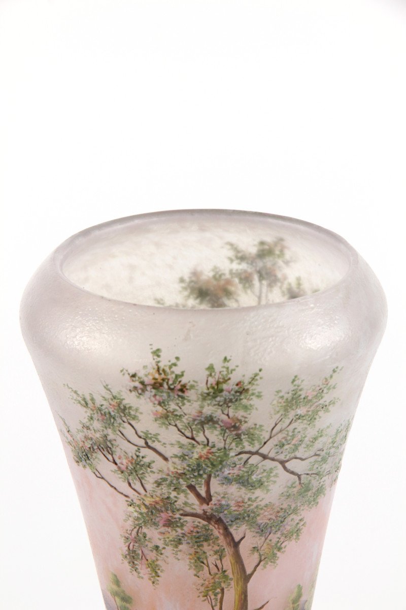 Vase Daum Nancy (paysage de printemps)-photo-8