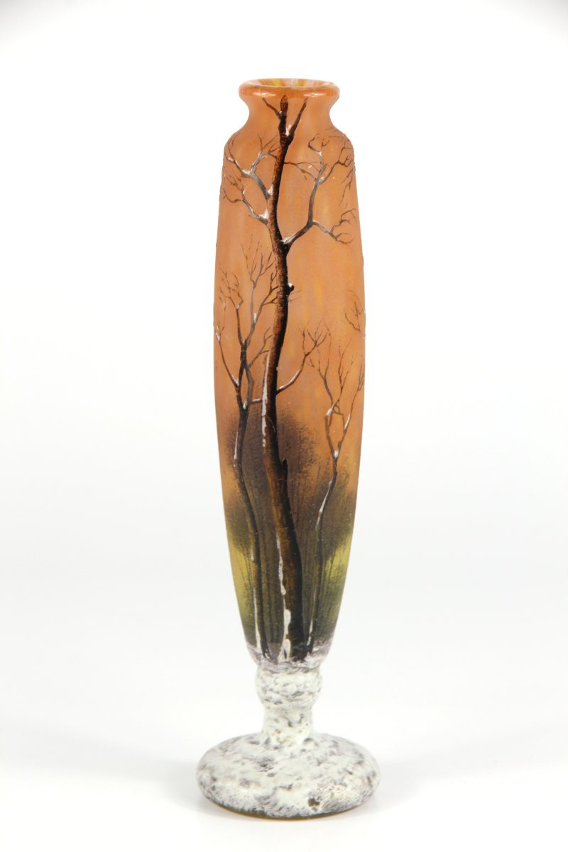 Vase Daum Nancy (paysage hivernal)-photo-2