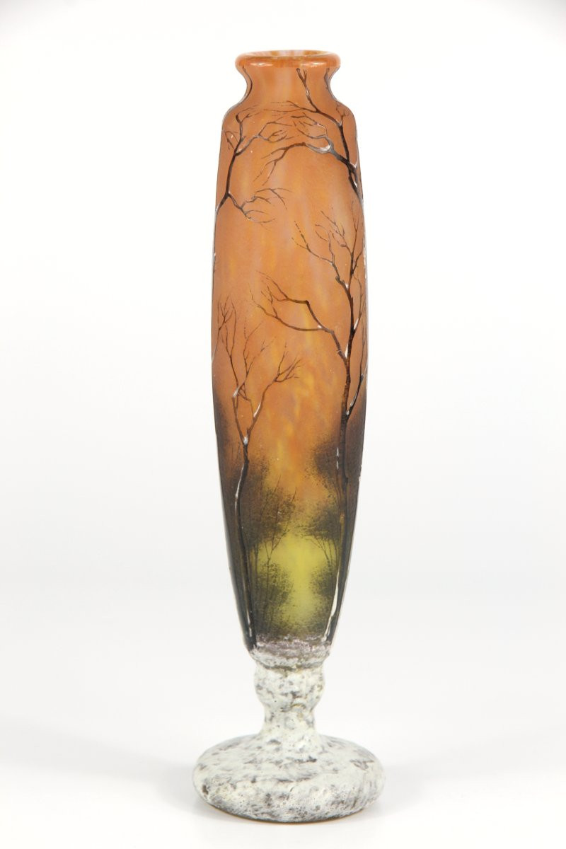 Vase Daum Nancy (paysage hivernal)-photo-3