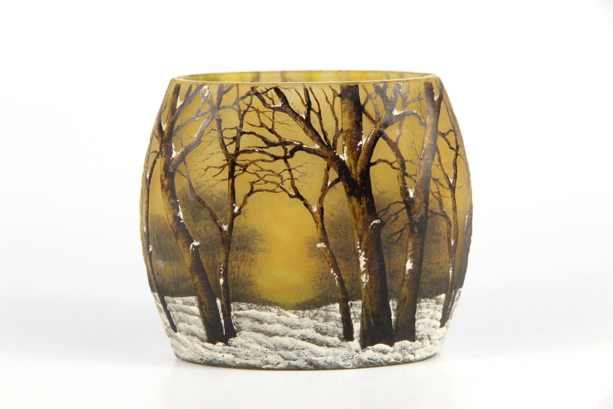Vase Daum Nancy (paysage hivernal)-photo-2
