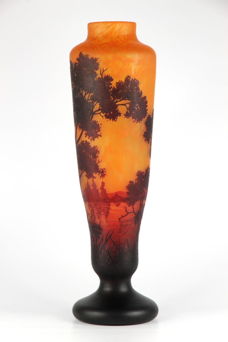 Vase Daum Nancy (paysage lacustre)-photo-1