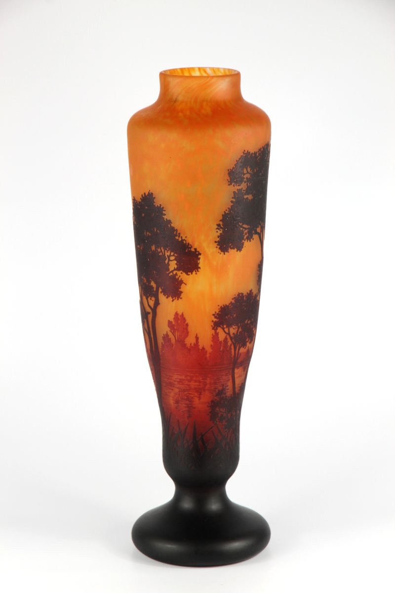 Vase Daum Nancy (paysage lacustre)-photo-3