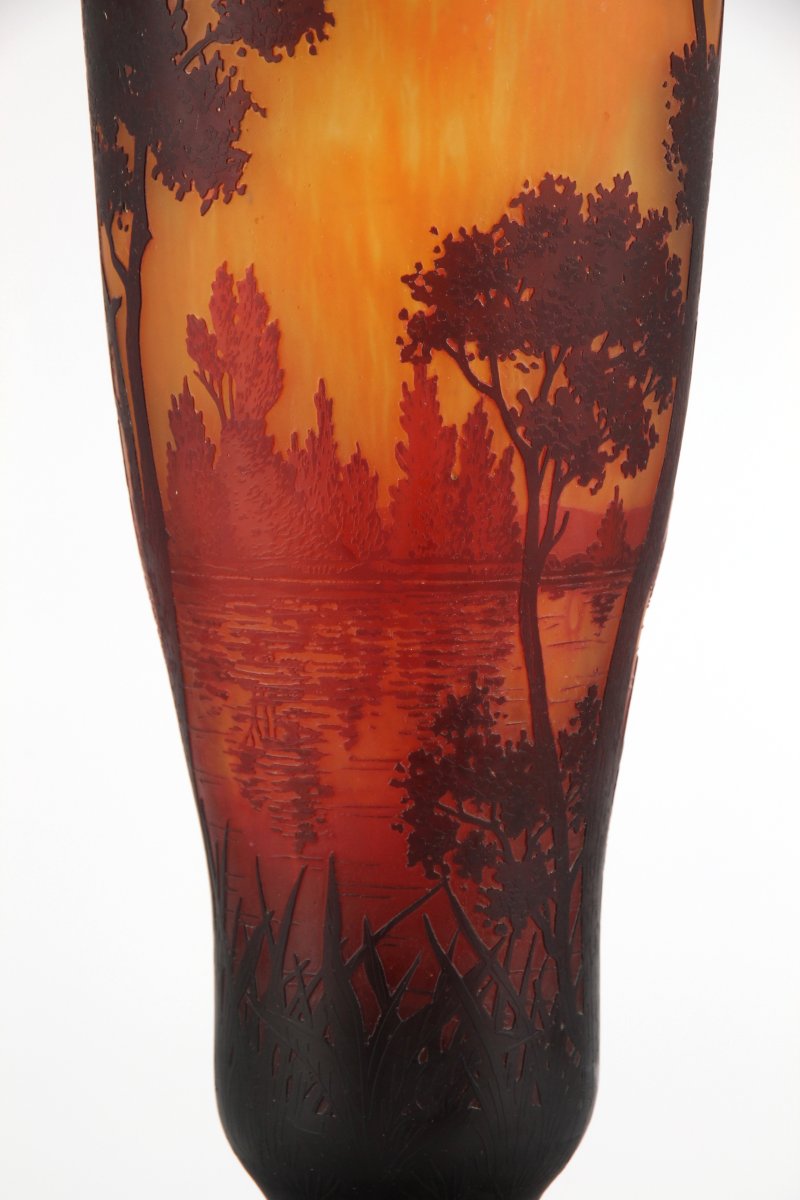 Vase Daum Nancy (paysage lacustre)-photo-8