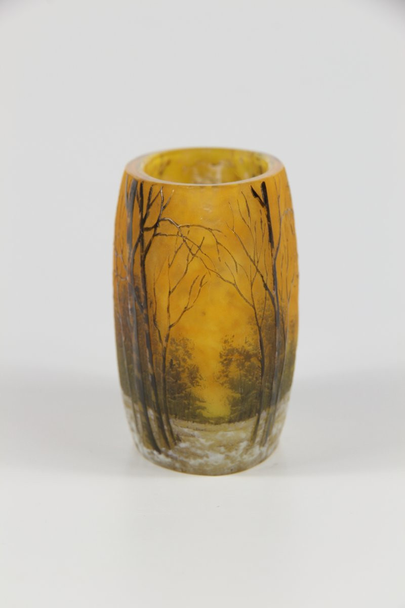 Vase Daum Nancy (paysage hivernal)-photo-2