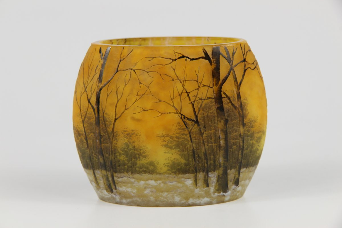 Vase Daum Nancy (paysage hivernal)-photo-3