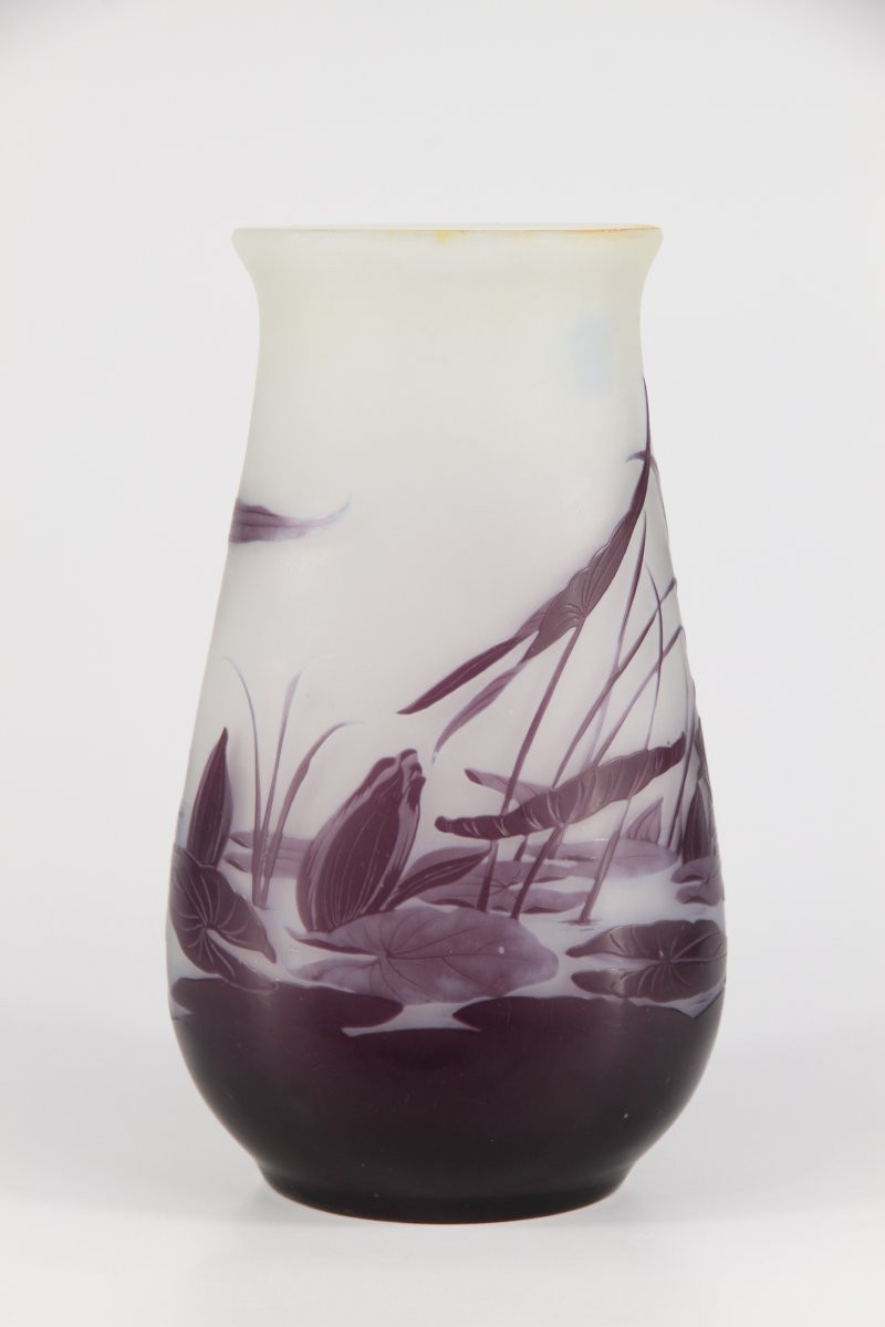 Gallé Vase (water Lilies And Arrowheads)-photo-2