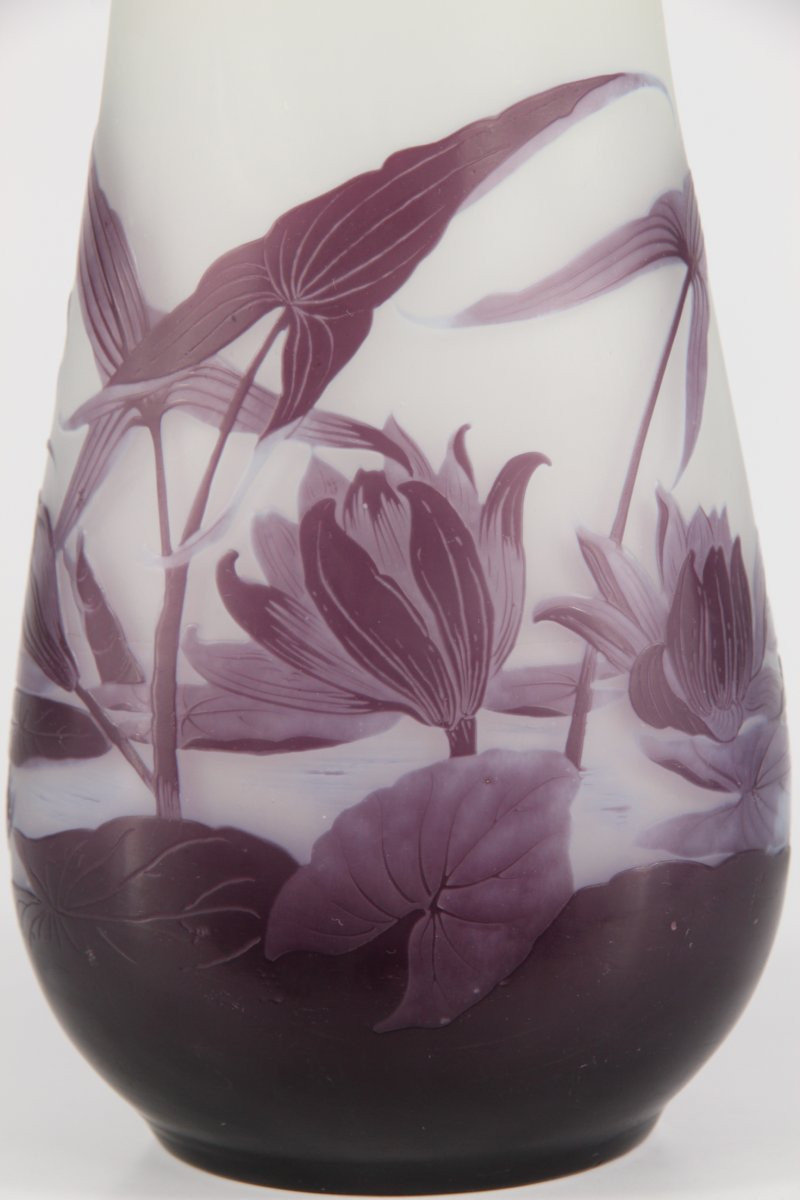 Gallé Vase (water Lilies And Arrowheads)-photo-4