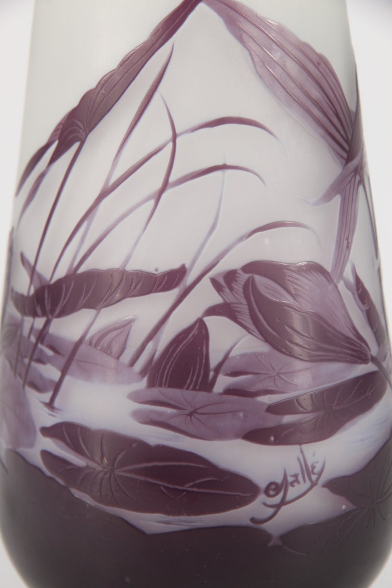 Gallé Vase (water Lilies And Arrowheads)-photo-6