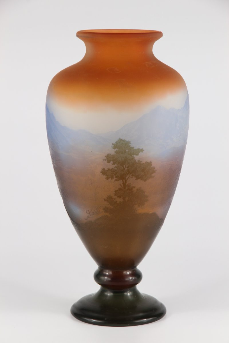 Vase Gallé (paysage alpin)-photo-3