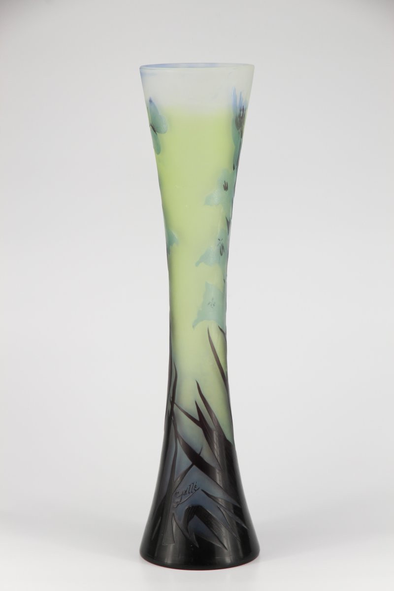 Gallé Vase (gladioli And Butterfly)-photo-2