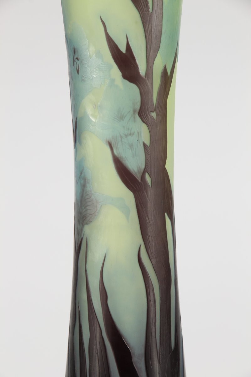 Gallé Vase (gladioli And Butterfly)-photo-6
