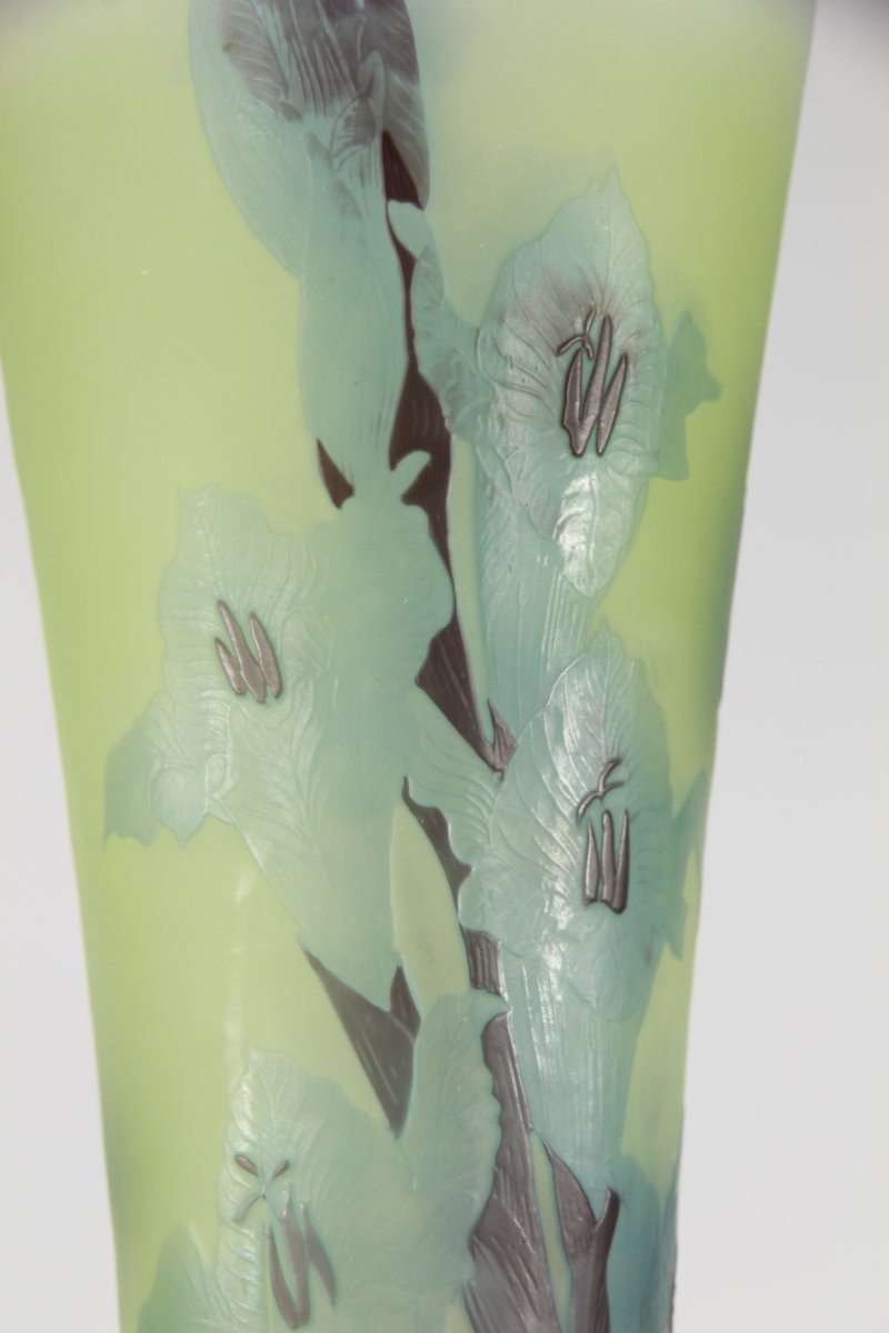 Gallé Vase (gladioli And Butterfly)-photo-8