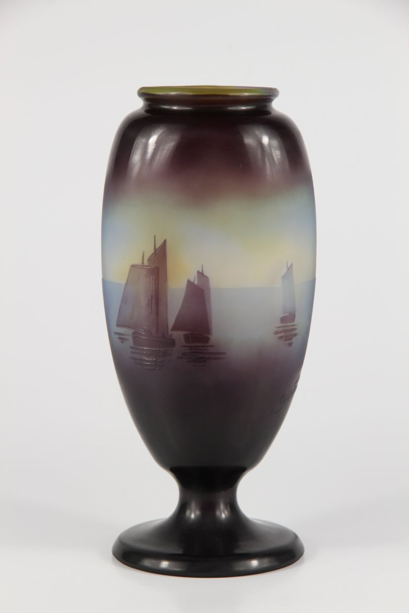Gallé Vase (sailing Ships)-photo-3