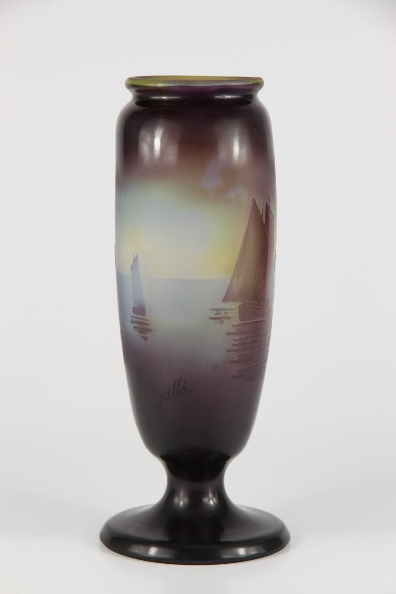 Gallé Vase (sailing Ships)-photo-4