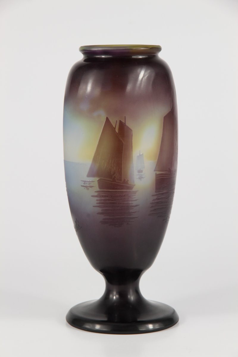 Gallé Vase (sailing Ships)-photo-5