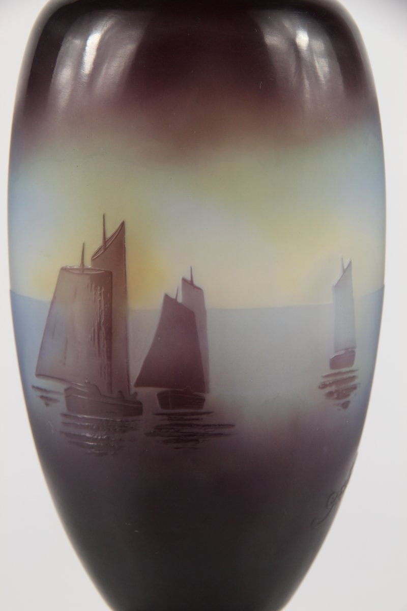 Gallé Vase (sailing Ships)-photo-8