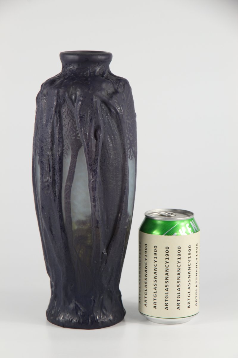 Daum Nancy Vase (forest Scene In Relief)-photo-2