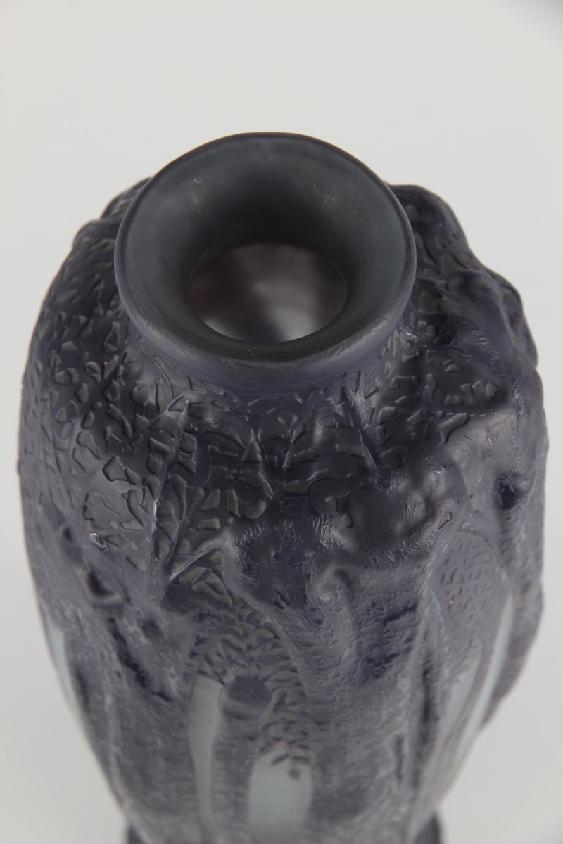 Daum Nancy Vase (forest Scene In Relief)-photo-3