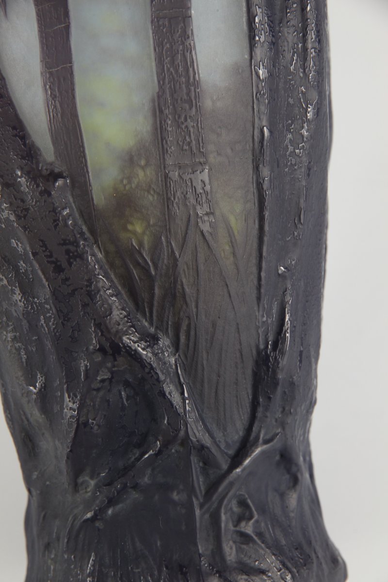 Daum Nancy Vase (forest Scene In Relief)-photo-8
