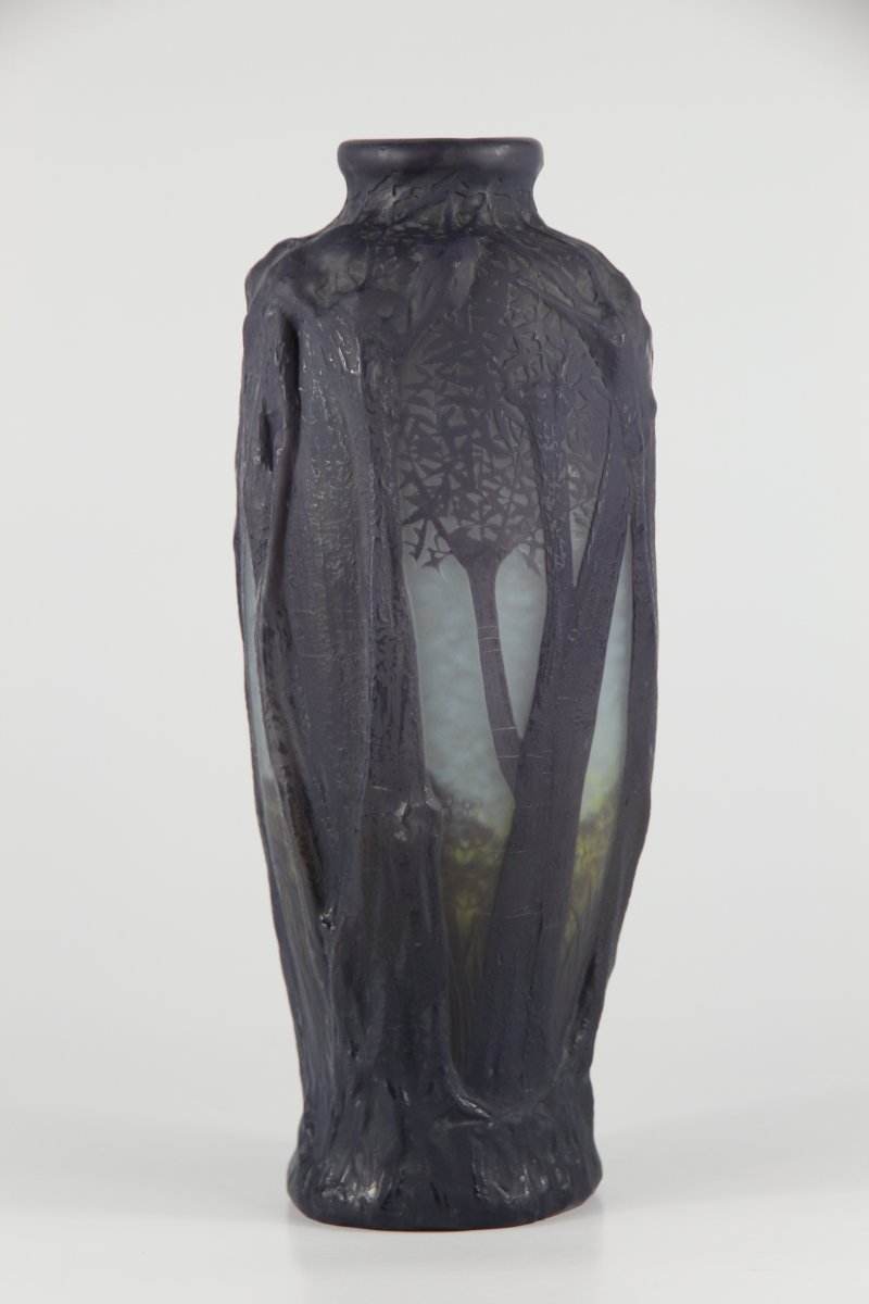 Daum Nancy Vase (forest Scene In Relief)-photo-1